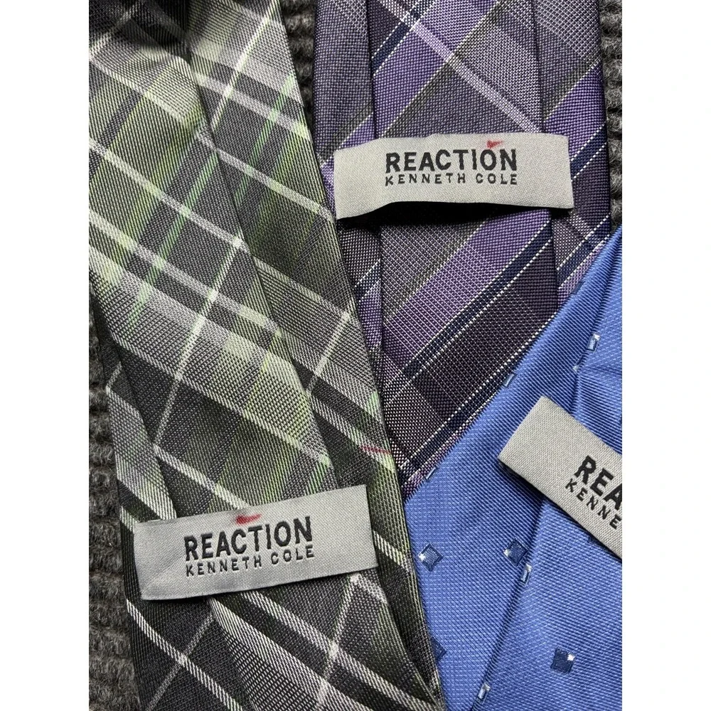 Reaction Kenneth Cole Silk‎ Blend Tie Mens OS Multicolor Plaid Set Of 3 Necktie